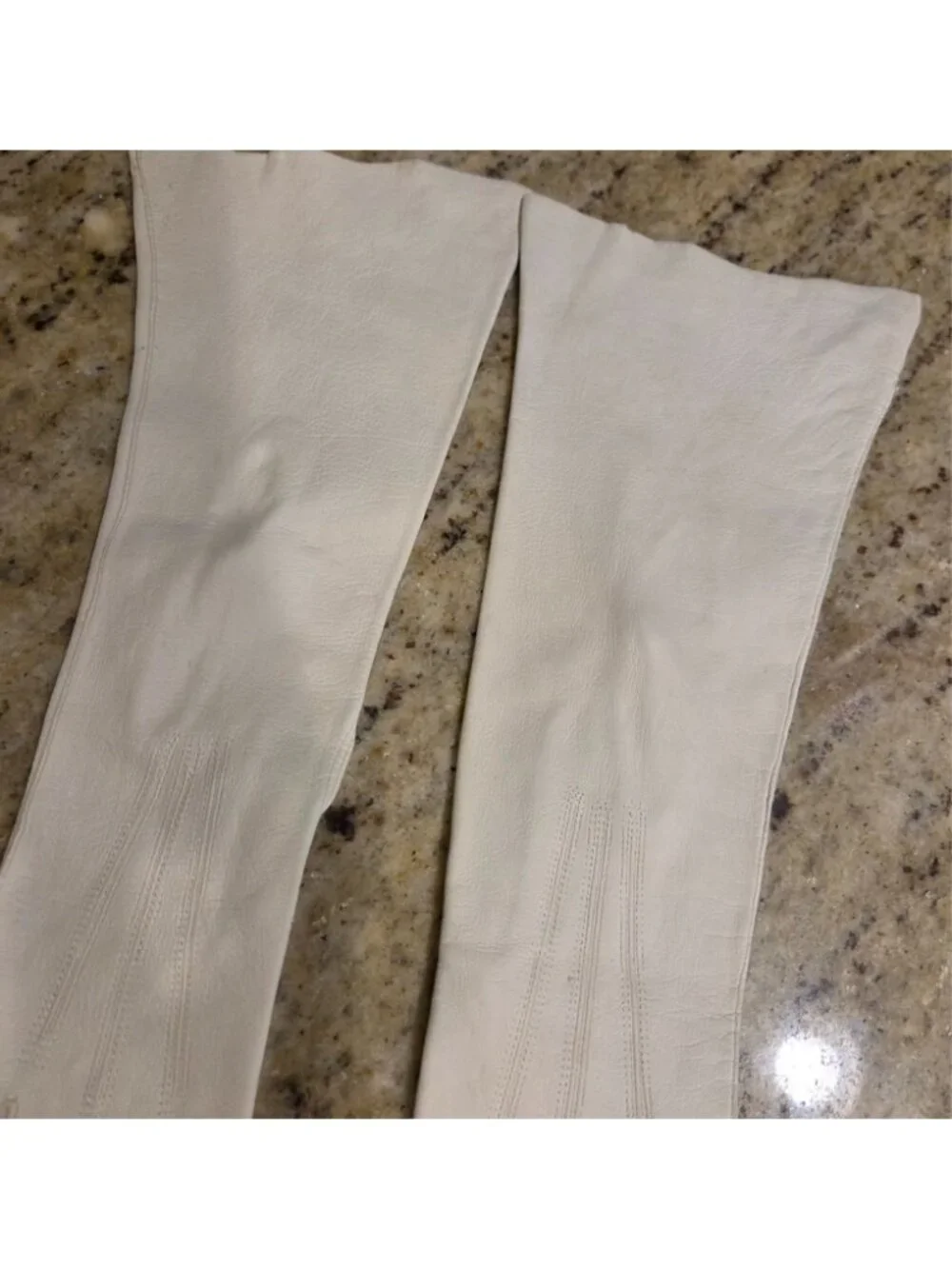 Vintage Size S Off-White Leather Formal Gloves Wrist Button 13